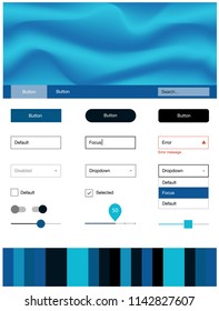 Dark BLUE vector ui kit with bubble shapes. Colorful abstract illustration with gradient lines. Modern template for your landing page.
