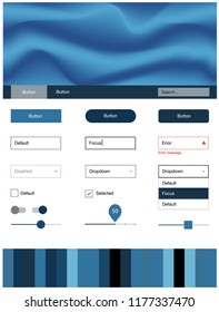 Dark BLUE vector ui kit with bubble shapes. Modern gradient abstract illustration with bandy lines. This sample is for your website.