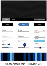 Dark BLUE vector ui kit with bubble shapes. Colorful abstract illustration with gradient lines. This sample is for your website.