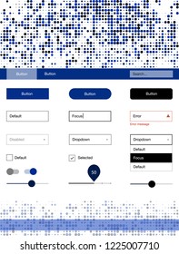 Dark BLUE Vector Ui Kit With Dots. Colorful Style Guide With Circles On Abstract Background. This Template You Can Use For Landing Pages.