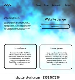 Dark BLUE vector ui kit with clouds, stars. Simple Material Design Kit with colorful clouds in header. Simple colorful design for websites.