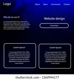 Dark BLUE vector ui kit with clouds, stars. Colorful Style guide with stars on abstract background. Modern template for your landing page.