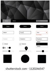 Dark BLUE vector ui ux kit in triangular style. Modern Style guide in polygonal style with triangles. This template you can use for landing pages.