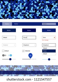 Dark BLUE vector ui ux kit with circles. Colorful Style guide with circles on abstract background. This template you can use for landing pages.
