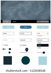 Dark BLUE vector ui ux kit with space stars. Decorative ui kit design in abstract style with colorful sky. Modern template for your landing page.