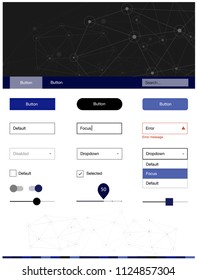 Dark BLUE vector ui ux kit in triangular style with circles. Ui kit design in abstract style with colorful crystals, circles. This sample is for your landing page.