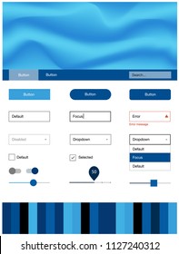 Dark BLUE vector ui ux kit with lines, ovals. Glitter abstract illustration with blurred bubble shapes.. Simple colorful design for websites.