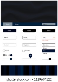 Dark BLUE vector ui ux kit with lines, ovals. Glitter abstract illustration with blurred bubble shapes.. This sample is for your landing page.