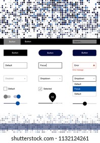 Dark BLUE vector ui ux kit with circles. Decorative ui kit design in abstract style with colorful dots. Beautiful layout for websites, landing pages.