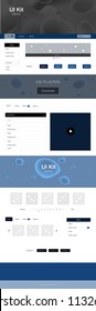 Dark BLUE vector ui ux kit with lines, ovals. Creative illustration in halftone marble style with gradient. Modern template for your landing page.