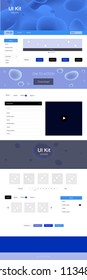 Dark BLUE vector ui ux kit with lines, ovals. Elegant bright illustration with gradient  in memphis style. Beautiful layout for websites, landing pages.