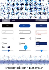 Dark BLUE vector ui ux kit with circles. Decorative ui kit design in abstract style with colorful dots. This sample is for your landing page.