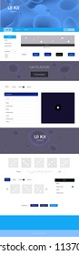 Dark BLUE vector ui ux kit with lines, ovals. Shining curly illustration in marble style with gradient. Modern template for your landing page.