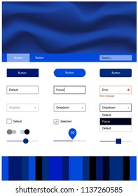 Dark BLUE vector ui ux kit with lines, ovals. Modern gradient abstract illustration with bandy lines. This template you can use for websites.