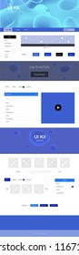 Dark BLUE vector ui ux kit with lines, ovals. Elegant bright illustration with gradient  in memphis style. This template you can use for landing pages.