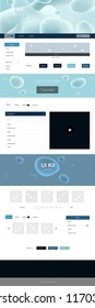 Dark BLUE vector ui ux kit with lines, ovals. Elegant bright illustration with gradient  in memphis style. Beautiful layout for websites, landing pages.