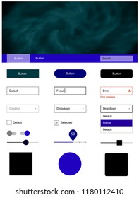 Dark BLUE vector ui ux kit with space stars. Decorative ui kit design in abstract style with colorful sky. Beautiful layout for websites, landing pages.