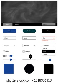 Dark BLUE vector ui ux kit with space stars. Colorful Style guide with stars on abstract background. Beautiful layout for websites, landing pages.