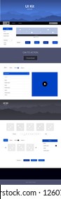 Dark BLUE vector ui ux kit with hills and rocks. Decorative ui kit design in abstract style with colorful rocks. Modern template for your landing page.