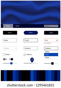 Dark BLUE vector ui ux kit with lines, ovals. Colorful abstract illustration with gradient lines. Beautiful layout for websites, landing pages.