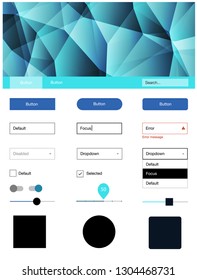 Dark BLUE vector ui ux kit in triangular style. Decorative ui kit design in abstract style with colorful crystals. Modern template for your landing page.