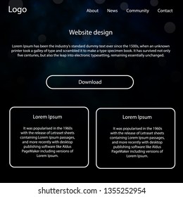 Dark BLUE vector ui ux kit with space stars. Simple Material Design Kit with colorful clouds in header. This template you can use for landing pages.
