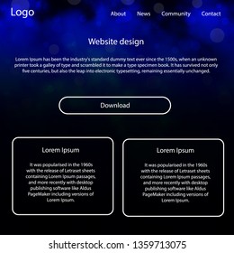 Dark BLUE vector ui ux kit with space stars. Beautiful ui ux kit with colorful sky in its header. Modern template for your landing page.