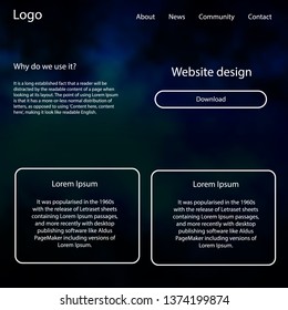 Dark BLUE vector ui ux kit with space stars. Beautiful ui ux kit with colorful sky in its header. This template you can use for landing pages.