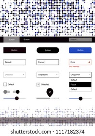 Dark BLUE vector web ui kit with spheres. Decorative ui kit design in abstract style with colorful dots. Simple colorful design for websites.