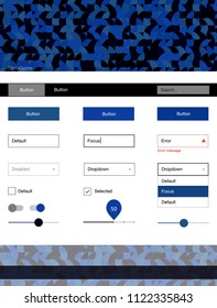 Dark BLUE vector web ui kit with spheres. Decorative ui kit design in abstract style with colorful dots. Simple colorful design for websites.