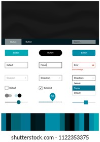 Dark BLUE vector web ui kit with lamp shapes. Modern gradient abstract illustration with bandy lines. This template you can use for landing pages.