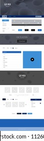 Dark BLUE vector web ui kit with lamp shapes. Elegant bright illustration with gradient  in memphis style. Beautiful layout for websites, landing pages.