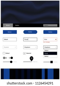 Dark BLUE vector web ui kit with lamp shapes. Colorful abstract illustration with gradient lines. This template you can use for landing pages.