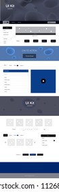 Dark BLUE vector web ui kit with lamp shapes. Creative illustration in halftone marble style with gradient. This sample is for your website.
