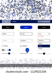 Dark BLUE vector web ui kit with spheres. Decorative ui kit design in abstract style with colorful dots. This template you can use for landing pages.