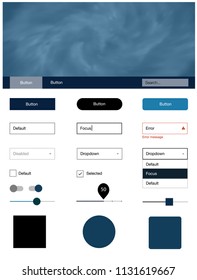 Dark BLUE vector web ui kit with nebula stars. Decorative ui kit design in abstract style with colorful sky. Simple colorful design for websites.