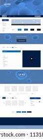 Dark BLUE vector web ui kit with lamp shapes. Colorful illustration in abstract memphis style with gradient. Modern template for your landing page.