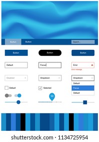 Dark BLUE vector web ui kit with lamp shapes. Glitter abstract illustration with blurred bubble shapes.. This template you can use for landing pages.