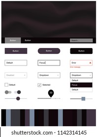 Dark BLUE vector web ui kit with lamp shapes. Shining curly illustration in marble style with gradient. This sample is for your website.
