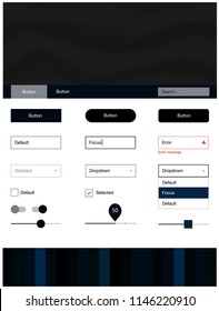Dark BLUE vector web ui kit with lamp shapes. Colorful illustration in abstract memphis style with gradient. This sample is for your landing page.