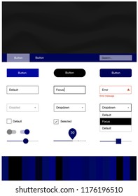 Dark BLUE vector web ui kit with lamp shapes. Shining curly illustration in marble style with gradient. This sample is for your website.