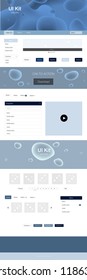 Dark BLUE vector web ui kit with lamp shapes. Creative illustration in halftone marble style with gradient. This template you can use for landing pages.