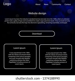 Dark BLUE vector web ui kit with nebula stars. Colorful Style guide with stars on abstract background. Beautiful layout for websites, landing pages.