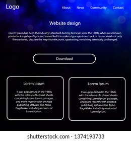 Dark Blue vector web ui kit with nebula stars. Colorful ui/ux kit with header consisted of clouds & stars. This template you can use for websites.