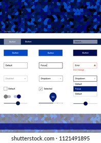 Dark BLUE vector wireframe kit with dots. Decorative ui kit design in abstract style with colorful dots. This template you can use for landing pages.