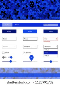 Dark BLUE vector wireframe kit with dots. Decorative ui kit design in abstract style with colorful dots. This template you can use for websites.