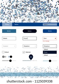 Dark BLUE vector wireframe kit with dots. Decorative ui kit design in abstract style with colorful dots. Beautiful layout for websites, landing pages.