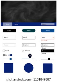 Dark BLUE vector wireframe kit with galaxy stars. Colorful ui/ux kit with header consisted of clouds & stars. This sample is for your website.