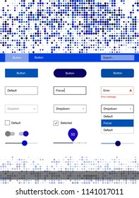 Dark BLUE vector wireframe kit with dots. Colorful Style guide with circles on abstract background. This template you can use for websites.