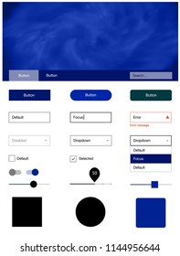 Dark BLUE vector wireframe kit with galaxy stars. Decorative ui kit design in abstract style with colorful sky. This template you can use for landing pages.